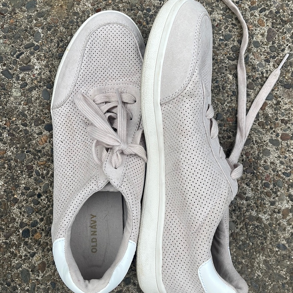 Light pink, and white sneaker